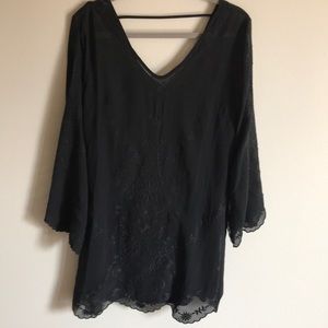 Black Embroidered Mini Dress